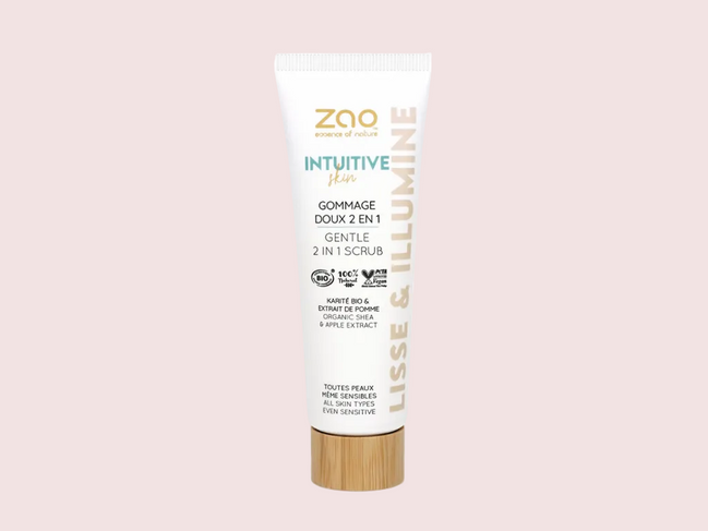 Zao Organic Skin Intuitive Gentle Scrub 2 in 1 – Βιολογικό Απαλό απολεπιστικό προσώπου 2 σε 1, για όλους τους τύπους δέρματος
