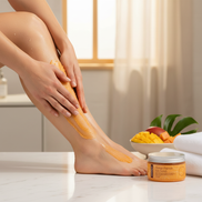 Mango Papaya Salt Scrub - Two Hands Application